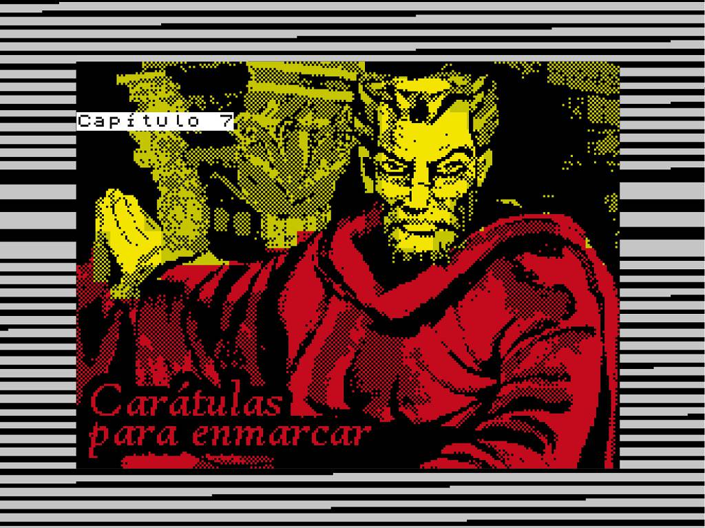 Apertura del capítulo 7 con una reinterpretación de la pantalla de carga de La abadía del crimen.