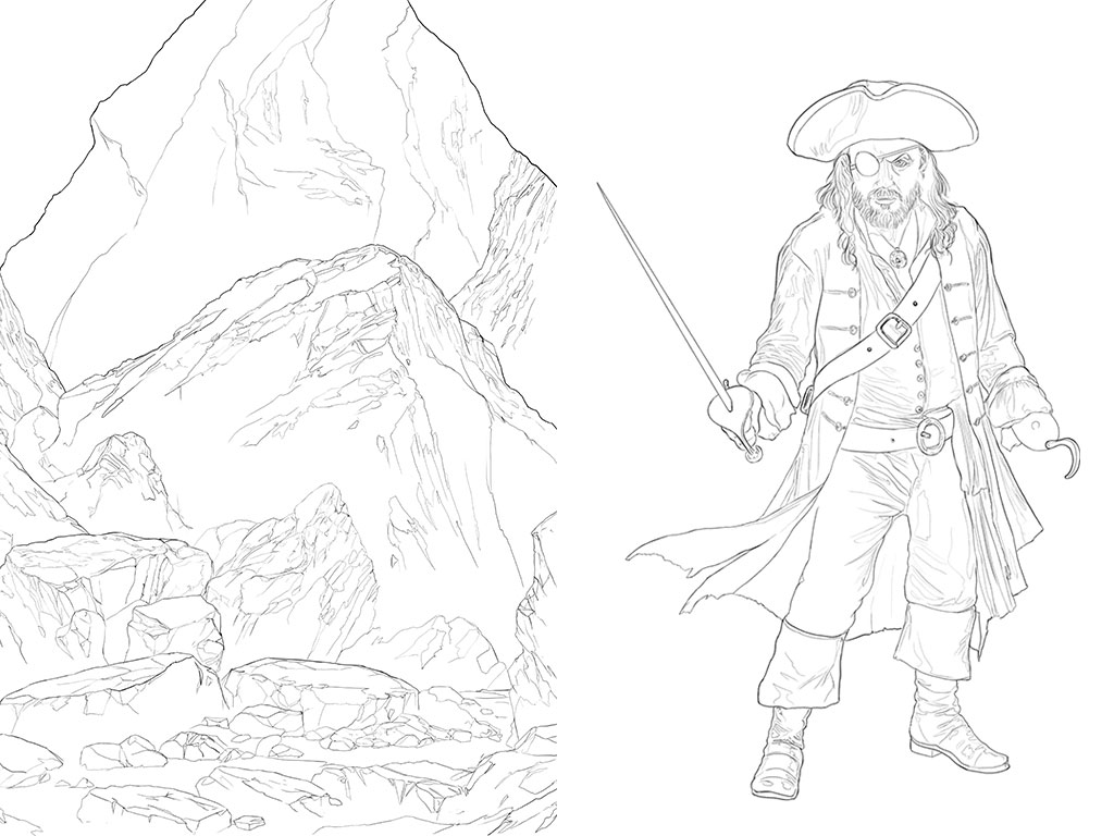 Lápiz de la cueva y el pirata.