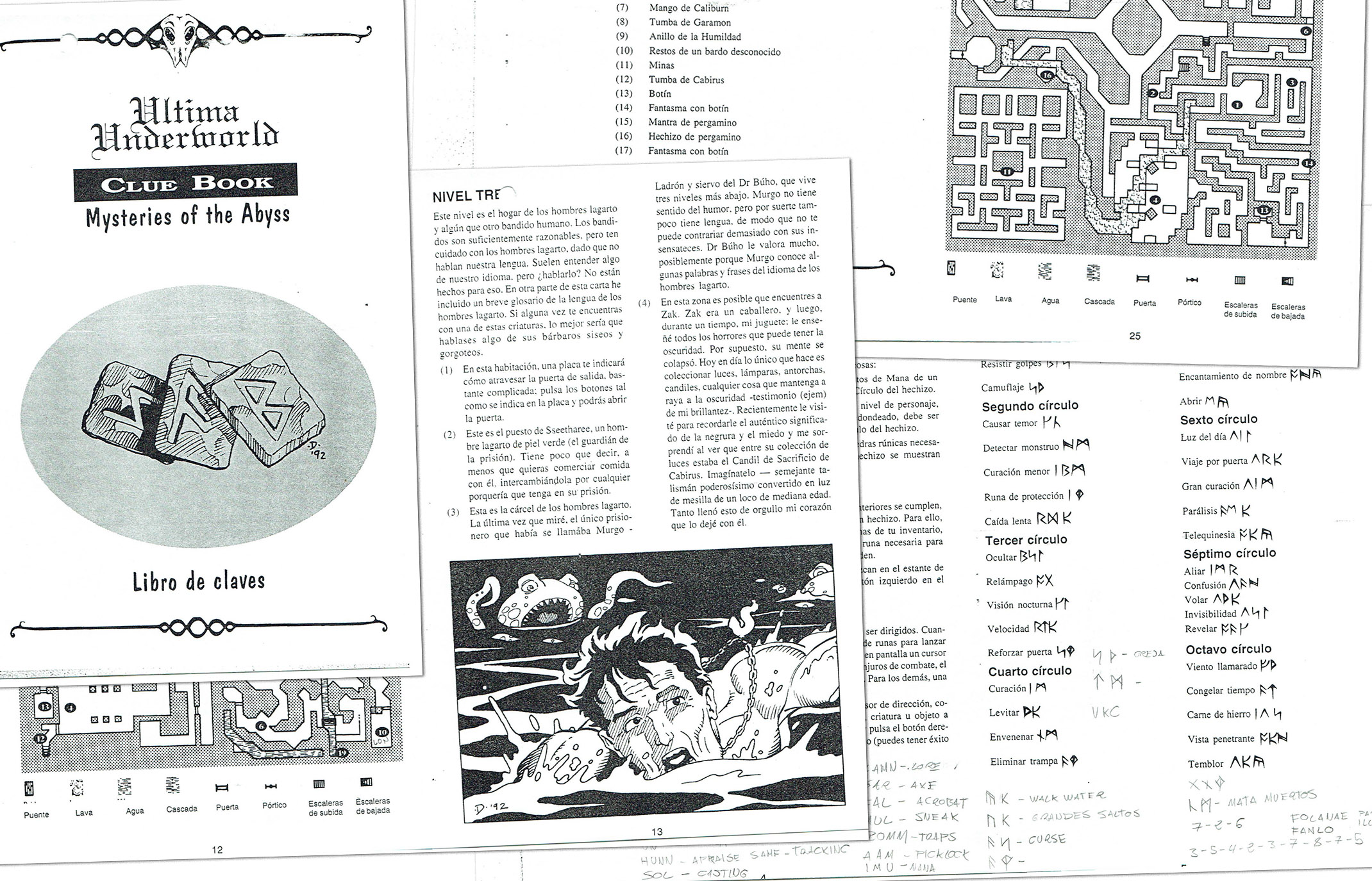 Fotocopia del libro de pistas de Ultima Underworld.